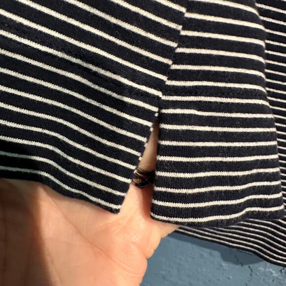 J.Jill Size Large Cap Sleeve Knit Top Wearever Collection Navy White Stripe - Picture 6 of 6